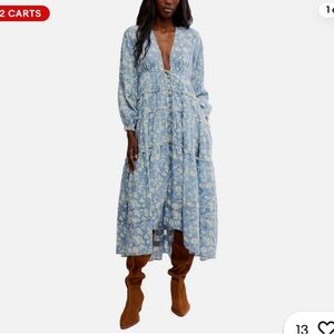 Free People Floral Blue Maxi Dress